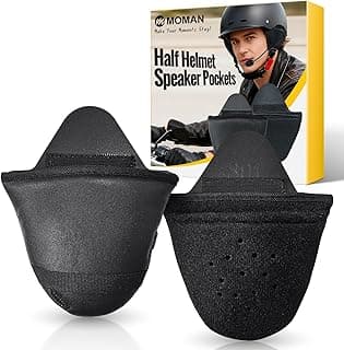 Moman HEB Half Helmet Speaker Pockets, Ear Pads for Motorcycle Helmet Headset Motorbike Headphone Helmet with Narrow or Wide Straps Blocks Wind Noise & Cold