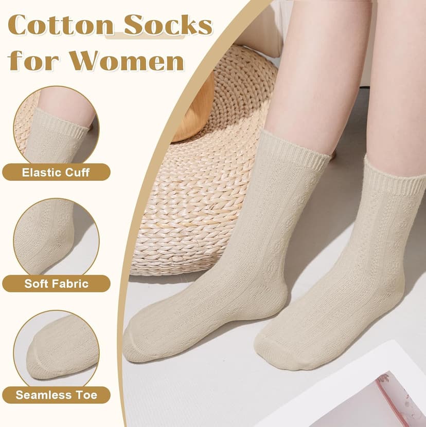 Athletic, Breathable, Warm, Soft, Comfortable, Calf, Gifts, Casual, Size 5-9, Fall Justay Crew Socks for Women, Cute Knit Boot Dress Cotton Socks B0C68LX55L