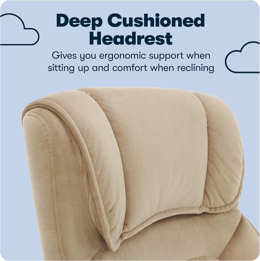 Serta® Hannah Executive Home Office Desk Chair, Ergonomic Mid-Back with Lumbar Support, Firm Seat Cushion, Layered Body Pillows, Padded Armrests, Swivel Base, Easy Assembly, Microfiber, Beige