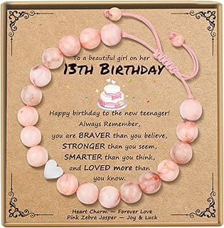 Sereney Birthday Gifts for Girls, Beaded Bracelets as 1 3 4 5 6 7 8 9 10 11 12 13 15 16 Year Old Birthday Gift, Adjustable Stone/Pearl Bracelet as Happy Birthday Gifts for Daughter Granddaughter Niece