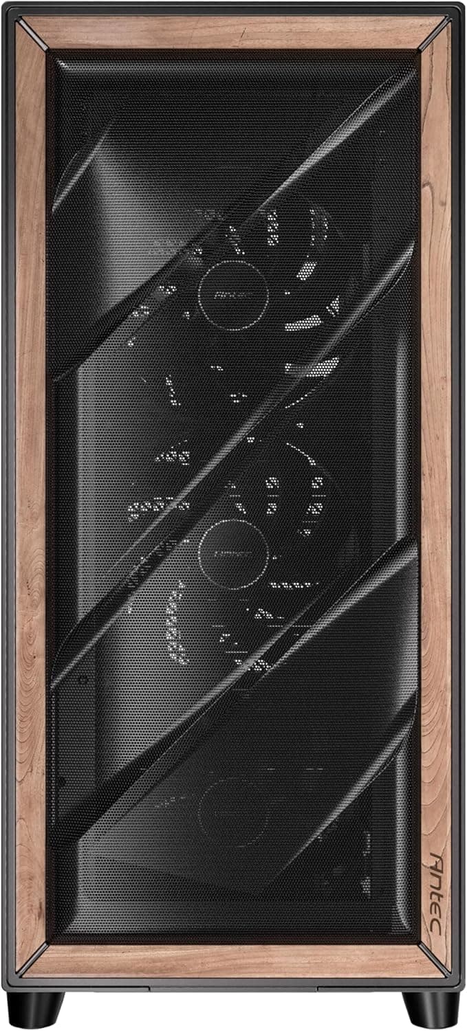 Antec Flux Pro, 6 x PWM Fans Included, High-Airflow Front Panel with Walnut Wood, iShift PSU 90° Mount, USB3.0 x 2, Type-C, 420mm Radiator Support, Temp. Display, Full-Tower E-ATX PC Case