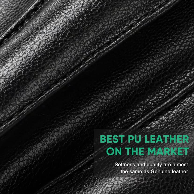 Alepo Winter PU Leather Gloves For Men, Warm Thermal Touchscreen Texting Typing Dress Driving Motorcycle Gloves Wool Lining