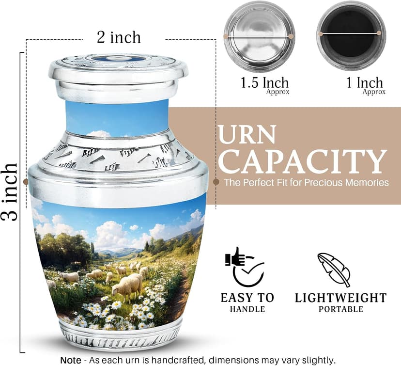 Daisy Burial Keepsake for Adult Ashes - Cremation Urns for Human Ashes - Decorative Urn for Men Women Ash - Memorial Gift for Mother Father Ash - Small Keepsake 3 Inch - B0FRMW69XD