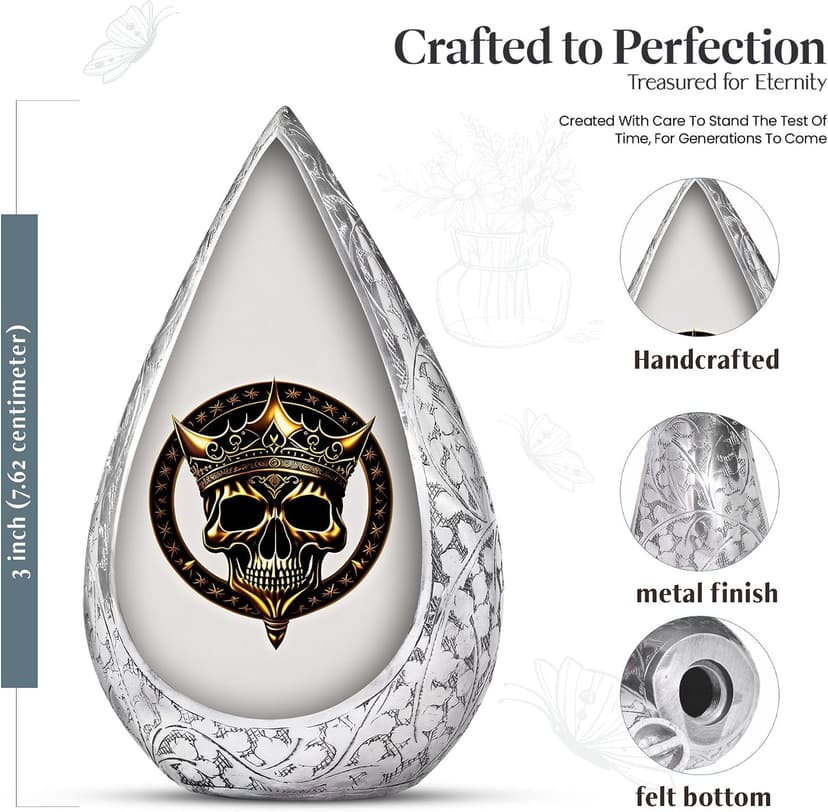 Pirates King Golden Skull Burial Small Urns for Adult Male Female Ashes - Drop Handcrafted Cremation Urn for Human Ashes - Remembrance Gift for Loss - Burial Cremains Containers (3 Inch) B0FBGQTX24