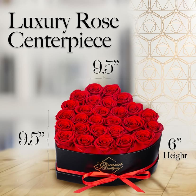 GLAMOUR BOUTIQUE 27 Flower Forever Heart Shape Box - Preserved Roses Gift for Her, Preserved Flowers, Red