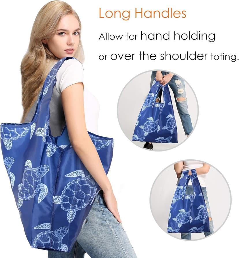 BeeGreen Reusable Grocery Bags Foldable 12 Pack Large Cute Totes - Heavy Duty Washable Holiday Cloth Gifts Bag with Handles, Reusable Gift Bulk Shopping Bags for Groceries for Women Animal Lover