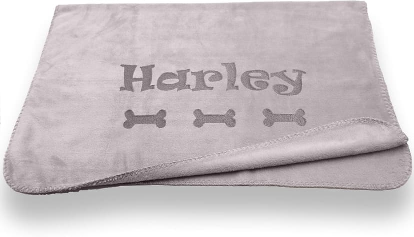 Custom Catch Personalized Dog Blanket - Gray or Beige - Large