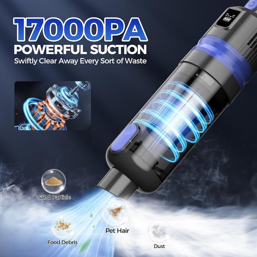 Filigo Handheld Vacuum Cordless Rechargeable 2-Speed Modes| 3-in-1 Portable Cordless Vacuum Cleaner with Charging Dock, for Car Home Office and Pet Hair(Blue)