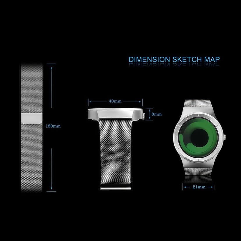 MASTOP Watches for Men Fashion Creative Liquid Movement Original Design Starry Sky Vortex Watch Men Steel Mesh Men's Watch Clock Round Unique Wristwatch Minimalist Gradient Color