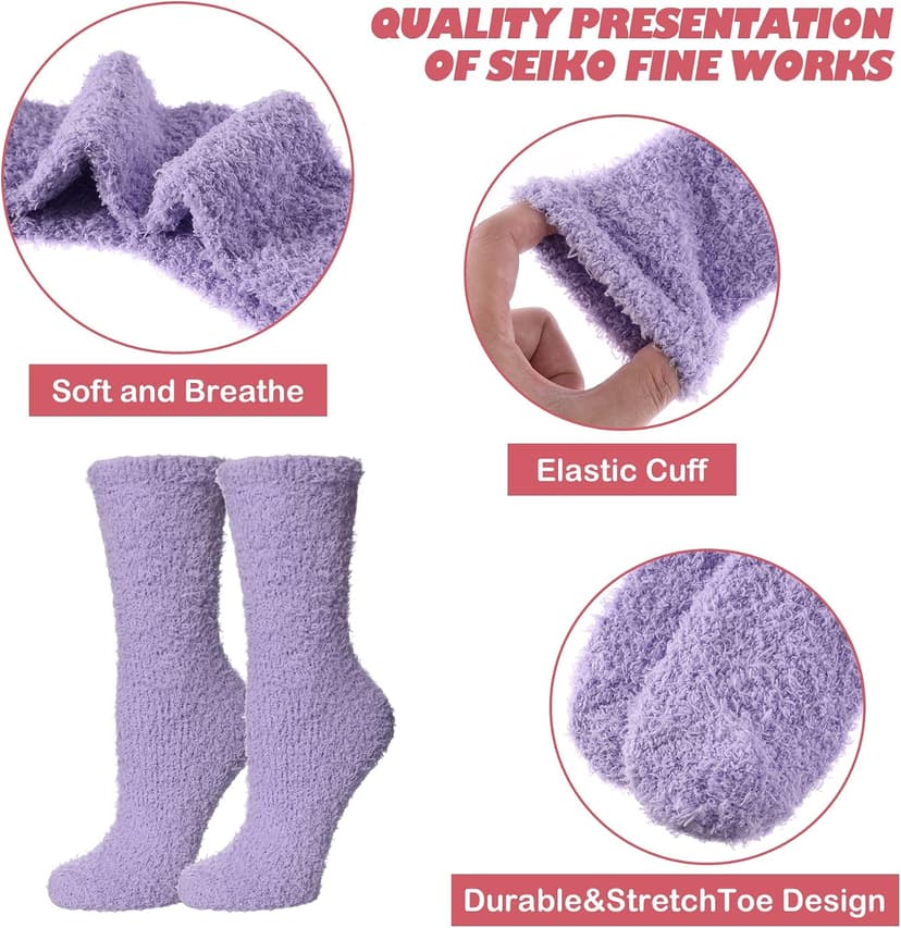 LINEMIN Womens Fuzzy Socks Cozy Fluffy Winter Warm Slipper Socks Microfiber Soft Home Sleeping Socks B09BN6Q93J