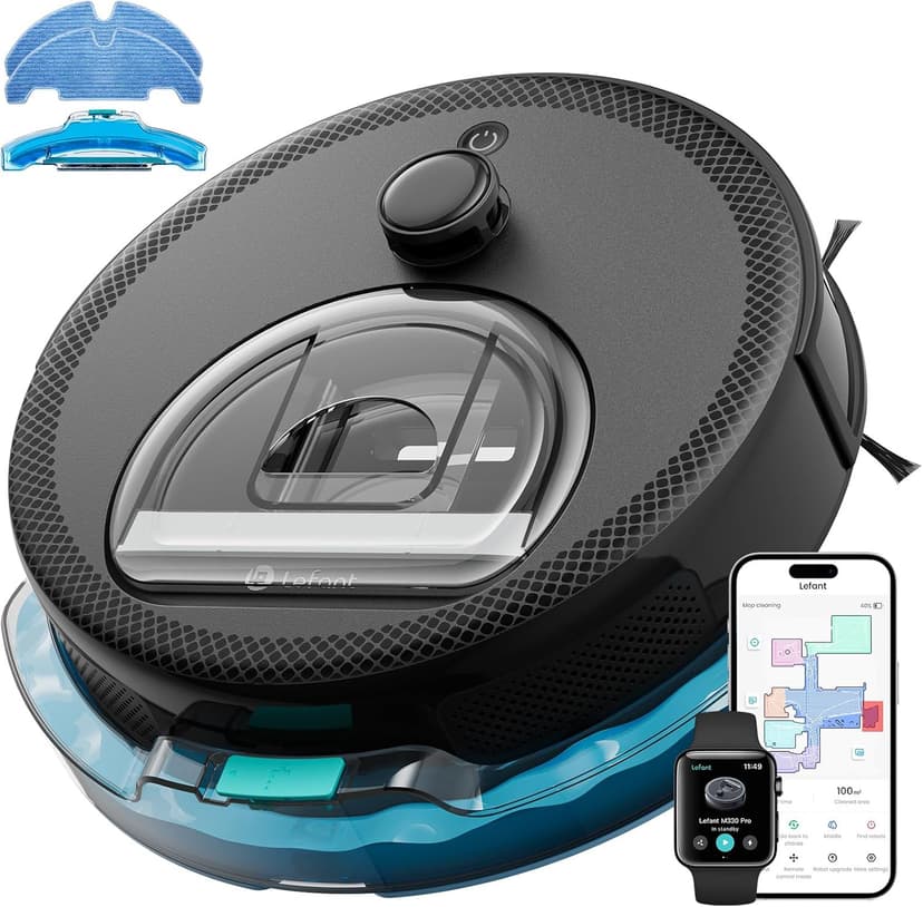 Lefant LiDAR Robot Vacuum and Mop, 450ml Visible Dustbin, Upgraded 190° PSD Obstacle Avoidance, Customized Cleaning, Multi-Floor Mapping, 150 Mins Runtime, 2.4G/5G WiFi, Pet Hair & Carpets, M330 Pro