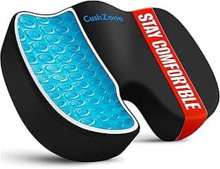 Office Chair Seat Cushion, Cooling Gel Enhanced Memory Foam Cushion for Long Sitting - Back, Sciatica, Coccyx, Tailbone Pain Relief Pillow - for Office, Gaming, Car, Wheelchair - Black, Large