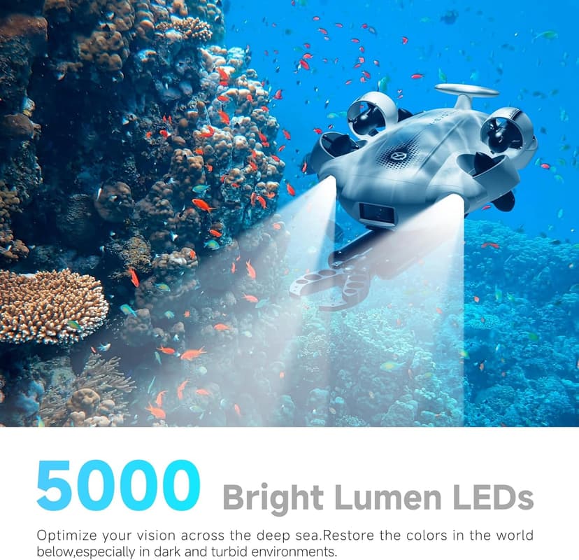 【2025 New】FIFISH V-EVO 4K60FPS Underwater Drone with Robotic Arm, with Removable SD Card, QYSEA AI Vision Lock 360° Omnidirectional Movement Underwater ROV with Depth Hold,330ft Dive