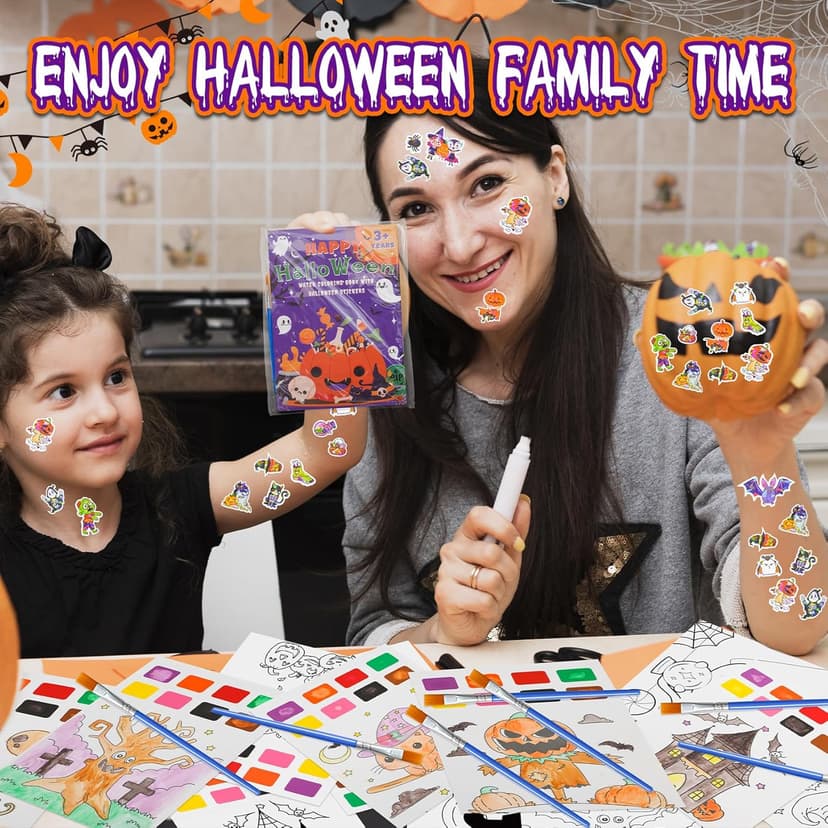Yeolepor Halloween Crafts for Kids - Paint with Water Books and Stickers for Toddlers Mess Free Watercolor Painting Set Drawing Activities Treats Toy Halloween Gifts for Boy Girl Ages 4 5 6 7 8