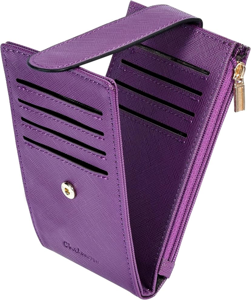 Chelmon Women's RFID Slim Card Holder Wallet: Thin Bifold with Multi-Card Case & Zipper Coin Pocket Purse (Deep Purple)