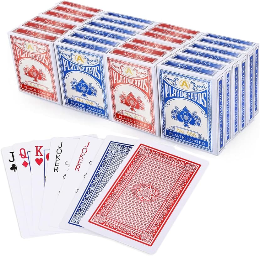 The Dreidel Company Playing Cards, 24 Decks of Cards Bulk 2.25 Inch x 3.5 Inch for Blackjack, Euchre, Canasta Card Game