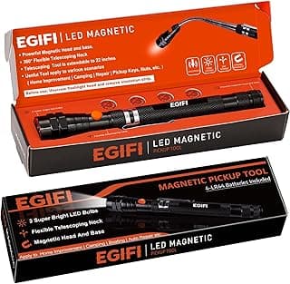 Gifts for Him, LED Magnetic Pickup Tools, Telescoping Magnetic Flashlight Pick Up Tool, Christmas Stocking Stuffers for Men Adults, Unique Cool Gifts for Men, Dad, Husband, Black