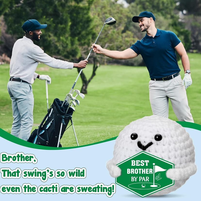 Funny Crochet Golf Ball Gifts for Big Little Bro from Sister Brother Stocking Stuffers Fathers Day, Best Brother by Par Gifts for Brother Christmas from Sister - Birthday Brother Gifts B0GRTVK4D3