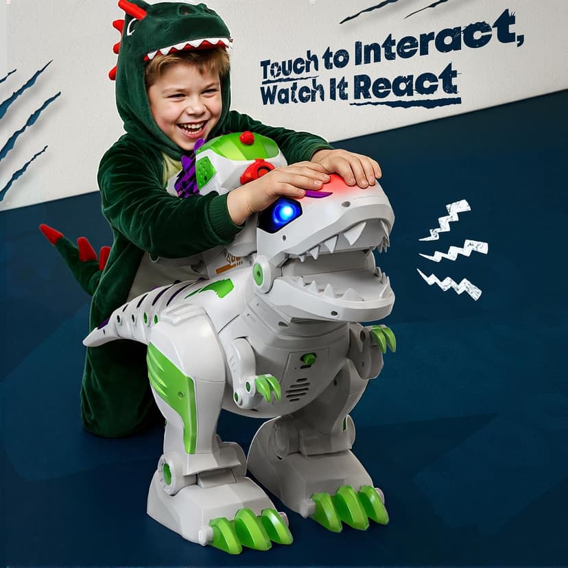Programmable, Walking, Roaring, LED Eyes and Shooting, Interactive Gifts for Boys & Girls Age 3 4 5 6 7 8 Ruko 8809 Dinosaur Toys for Kids, Large Rechargeable RC T-Rex, Green B0FLD5QB87