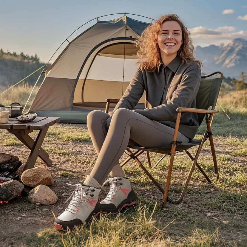 NORTIV 8 Women's Hiking Boots Waterproof Lightweight Outdoor Trekking Comfortable Non-Slip Backpacking Camping Ankle Boot Hollow