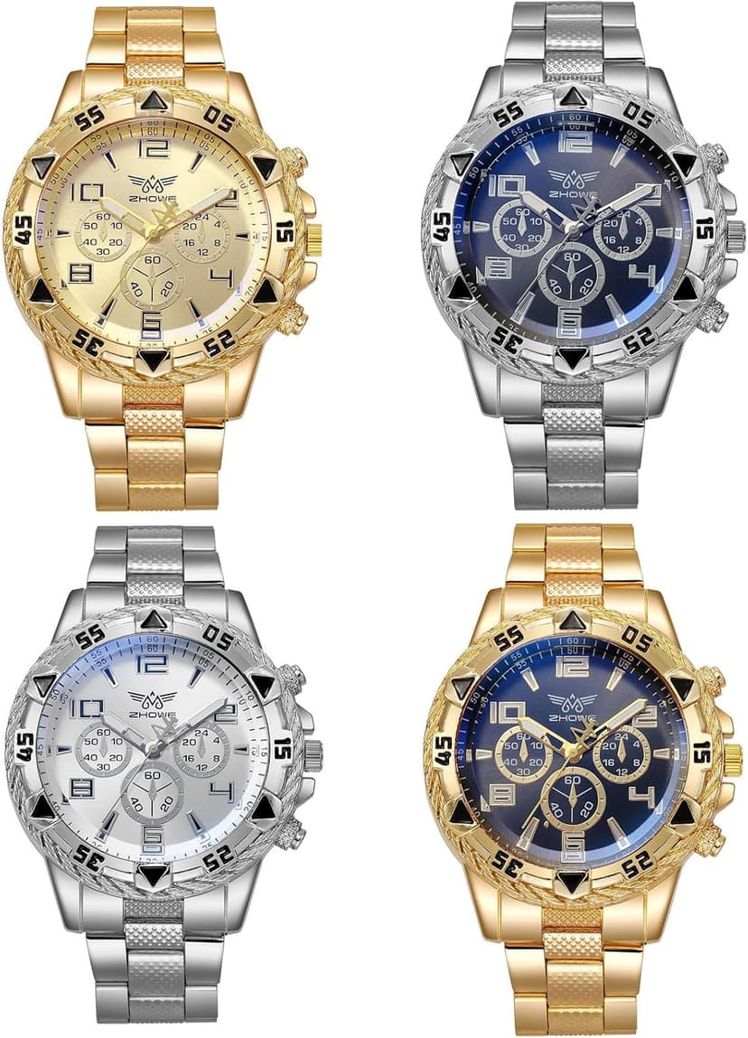 Dacdyi 4 pcs Classics Business Watches for Men Big Face Men’s Watch Wholesales Analog Quartz Wristwatch