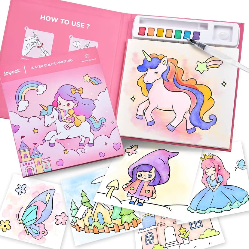 Watercolor Painting Set for Kids Ages 3-5 & 4-8, Arts & Crafts Drawing Activity Travel Toy, Birthday Gifts for Boys & Girls JoyCat Paint with Water Coloring Books for Toddlers (Magical Pony) B0CTHQJF57