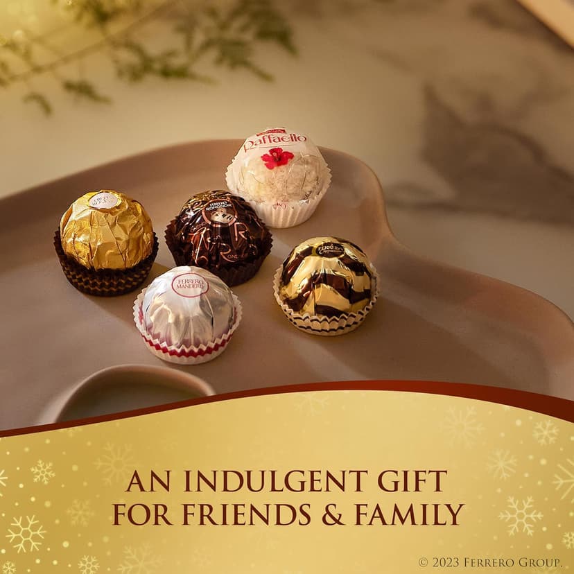 Ferrero Collection Grand Assortment, Hazelnut, Dark, Coconut, Almond, Cappuccino, Holiday Gift Box, 24 Count, 8.7 oz