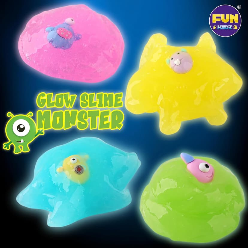 Halloween Toy Monster Slime Kit for Girls Ages 6-12, FunKidz Glow in Dark Slime Making Kit for Kids Make Soft Slime Balls with Photochromic Powder Kid Ideal Party Gifts
