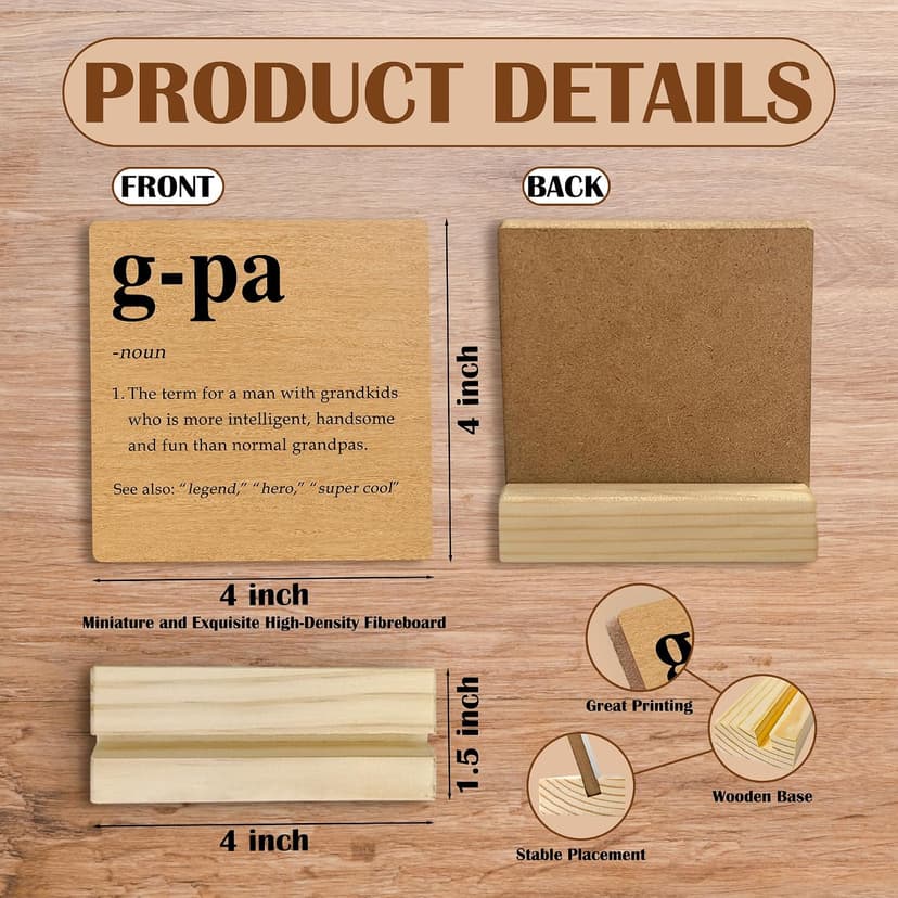 G-Pa Grandpa Gifts Desk Decor, Grandpa Gifts for Birthday Father's Day Decorative Signs & Plaques, G-Pa Definition Desk Sign with Wooden Stand for Home Office Shelf Table Decor B0GJR7LD9H