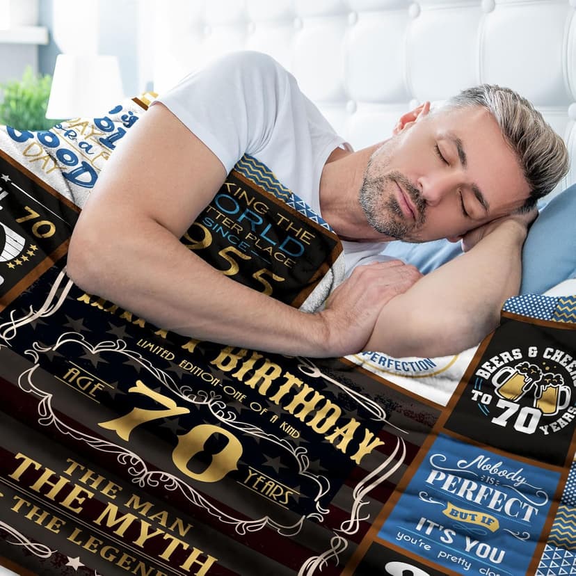70th Blanket 60 x 50 inch, 70th Birthday Gifts for Men, Best Gifts for 70 Year Old Man, 70 Year Old Birthday Gifts for Men, 1955 Birthday Gifts for Dad, Mens 70 th Birthday Gift Ideas