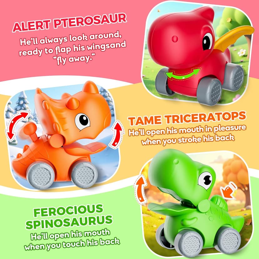 Train Set for Toddlers w/Steam, Music & Lights - Electric Train Toys for Kids w/Tracks Accessories, Including 3 Dinosaur Car and 3 Trailer; Gifts for 1-3 4 5 6+ Years Old Boys Girls