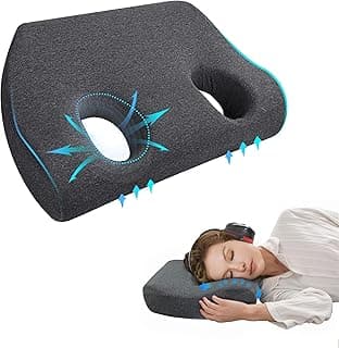 strusery Memory Foam Ear Pillow with Hole - for Side Sleepers, Ear Pain Relief & Piercing Aftercare (CNH Pillow), Comfortable for Earplugs & Headphones