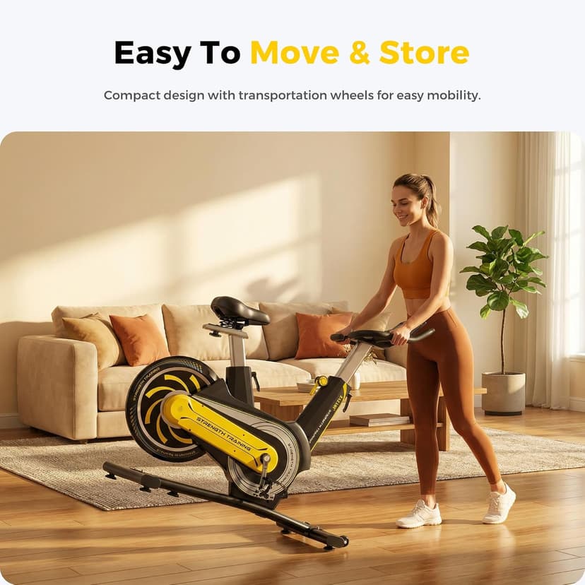 Compact Exercise Bike for Small Spaces, Quiet Rear Flywheel Stationary Bike for Home, 7-Level Lever Resistance, Soft Seat Indoor Cycling Bike for Petite to Medium Frames (<26dB)