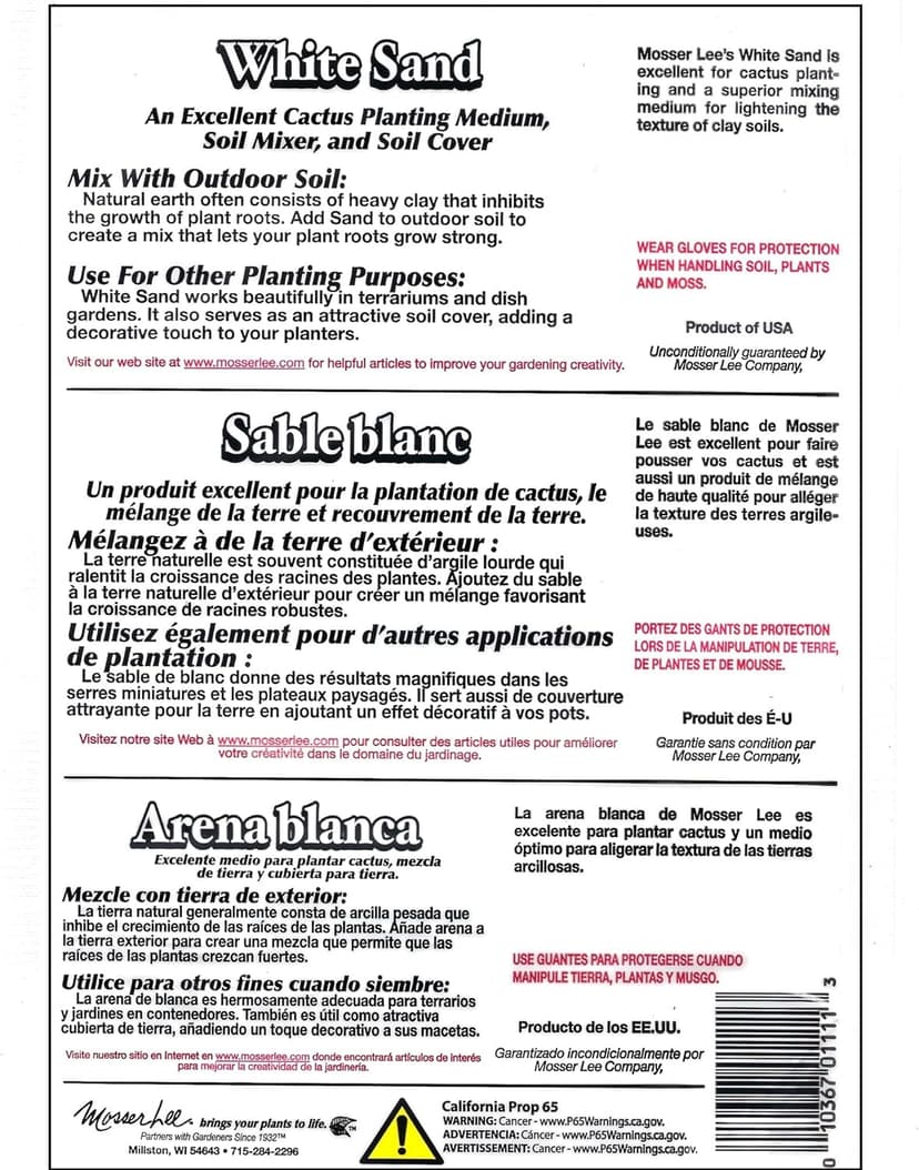 Mosser Lee ML1111 White Sand Soil Cover, 5 lb.