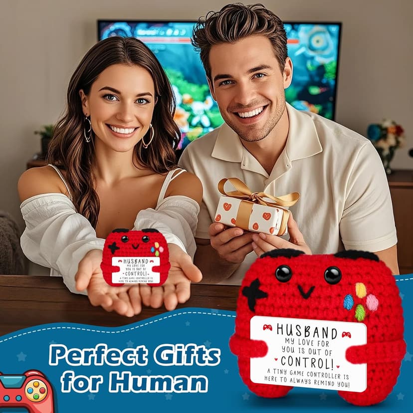 Busy Gaming Life Crochet Game Controller Husband Gift for Christmas Fathers Day Birthday, Best Husband Ever Gifts for Wedding Anniversary from Wife, Christmas Stocking Stuffers
