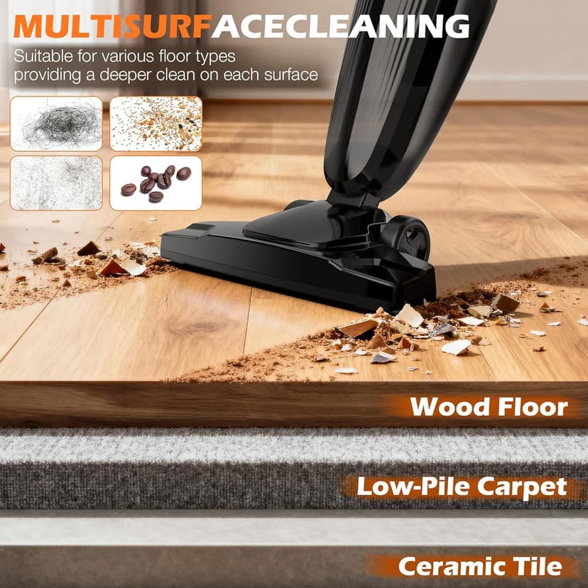 Zefiro 600W 28kpa Small Corded Stick Vacuum,16Ft Corded Handheld Vacuum Cleaners for Home, Hard Floor, Carpet, Pet Hair,Dorm,RV