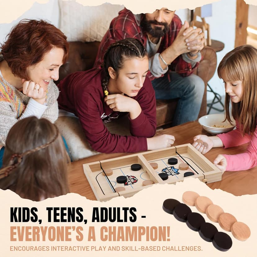 Fast Sling Puck Game - Super Winner Slingshot Puck Board Game - Sling It Shot 2 Player Hockey Table for Kids, Teen and Adults - Christmas Indoor Family Tabletop Games