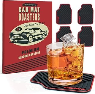 Car Gifts for Guys, Mechanics & Auto Enthusiasts, Great for Dad, Boyfriend, Brother or Son, for Christmas, Stocking Stuffer Triple Gifffted Car Gifts for Men, Car Coasters, Gifts for Guys, Set of 4 B01JZFUD5C