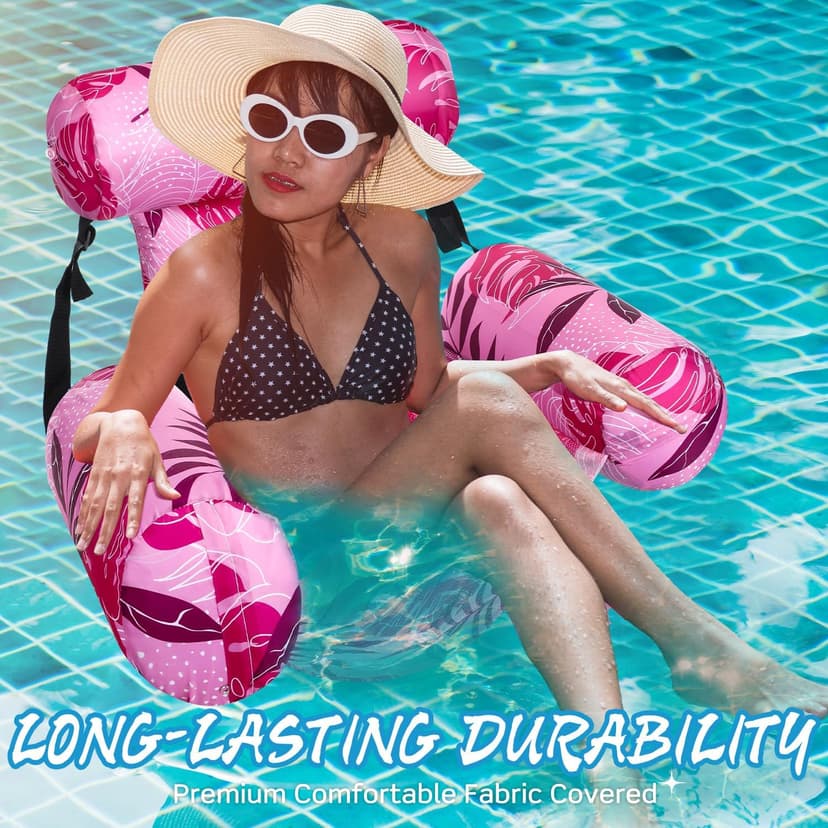 Inflatable Pool Floats Adult Floating Lounge Chairs Blow up Pool Noodles for Adult Heavy Duty Swimming Tropical Plants Fun Pattern Floating Chair for Summer Water Beach Lake Party