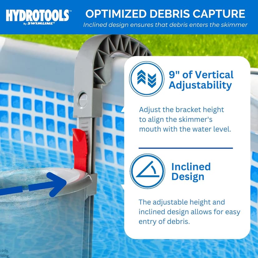 SWIMLINE HYDROTOOLS Wall Mounted Hanging Above Ground Pool Surface Skimmer Kit | Cleans Automatically, Attach To Inflatable Collars, Tubular & Metal Frame Pools | Maintenance Cleaner Floating Debris