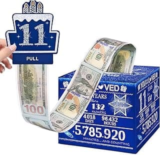 11 Happy Birthday Money Box for Cash Gift, 11th Birthday Decorations for Boys and Girls, Gifts for 11 Year Old Boy, Boy Gift Ideas, Cool Things for Teen -Blue with 100PCS Bags