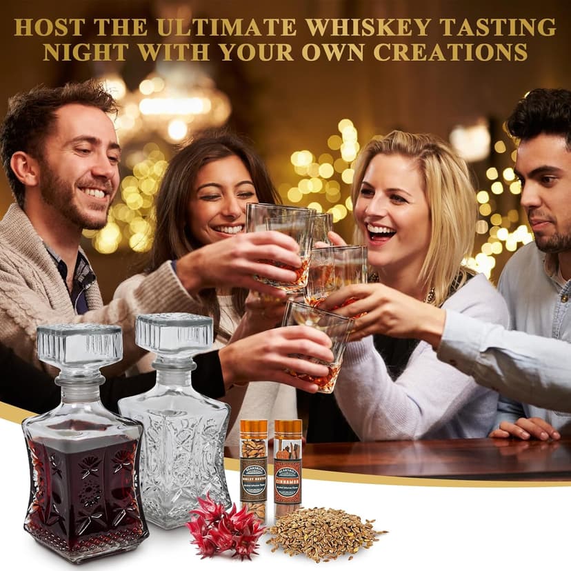 Alcohol Infusion Kit, DIY Whiskey Making Kit for Infusing Bourbon, Rye, Gin, Vodka, Tequila, Rum with Custom Botanicals, Perfect Alcohol Infusion Kits Whiskey Gifts for Men, Dad, Husband
