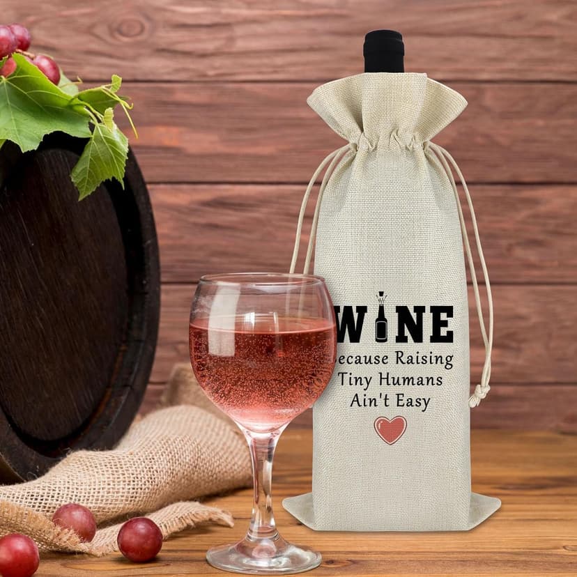 Thank You Gift for Mother Women Wine Bag Wine Gift Bag Mother's Day Appreciation Gift for Mom To Be New Mommy Birthday Thanksgiving Christmas Gift for Her Godmother Mother in Law Burlap Wine Wrap Bag
