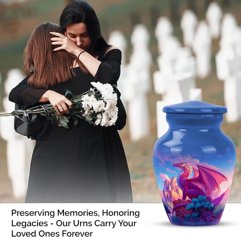 YATHABHSIA Dragon Cremated Reamins Urns, Burial Urns for Adult Human Ashes, Decorative for Funeral & Burial, Memorial Gift, 3 Inch Mini Urn, Blue B0F8QQQZJL
