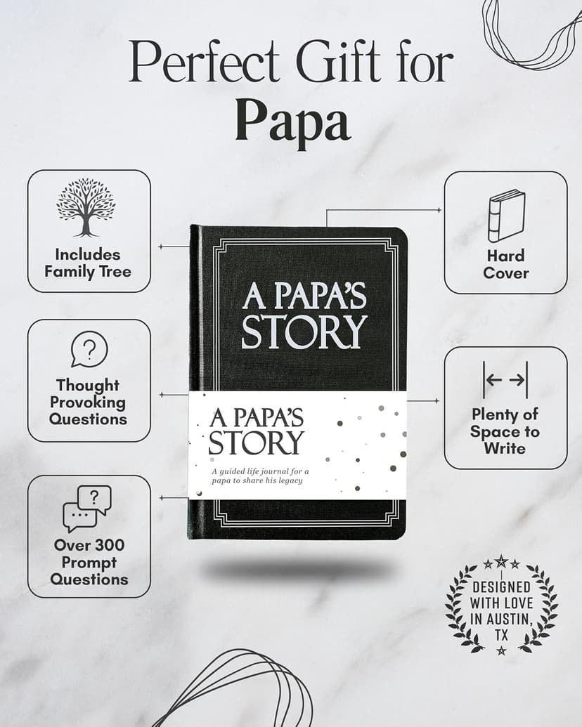Papa's Life Story Journal (Hardcover): A Meaningful Keepsake for Papa to Share His Journey and Memories, Book Includes 250+ Prompt Questions, Sentimental Gifts for Father's Day, Birthday & Christmas B0D6B5SC9S