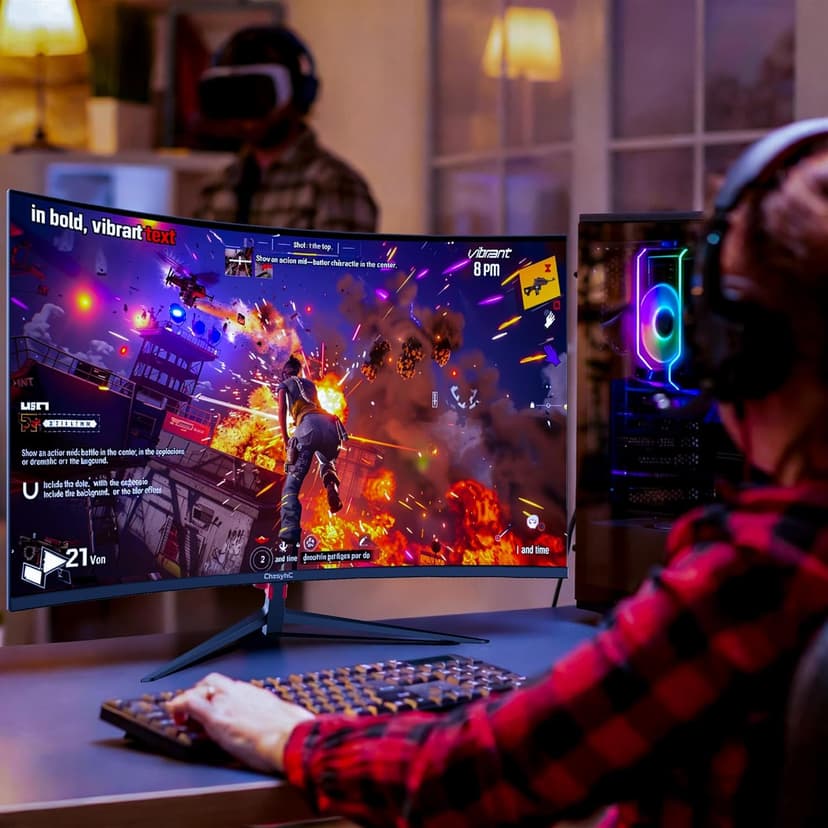 24 Inch Curved 180Hz Gaming Monitor, 1800R Curved Gaming Monitor, 1ms MPRT, FHD(1920×1080P), Freesync, HDMI2.0,DP1.4, VESA Mountable(HDMI Cable Incl.)
