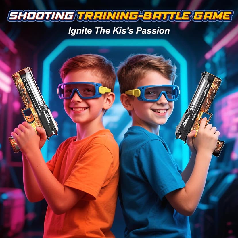 VATOS Smart Electronic Shooting Game Set with Auto-Scoring Target Base and Rechargeable Gun, Real-Time Voice Feedback, 4 Shooting Modes, Indoor Outdoor Toy for Teens Adults Family Party