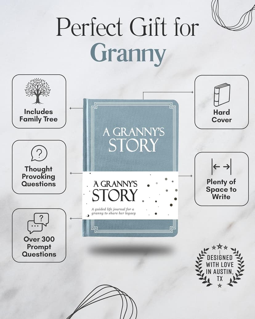 Granny's Life Story Journal (Hardcover): A Meaningful Keepsake for Granny to Share Her Journey & Memories, Book Includes 250+ Prompt Questions, Sentimental Gift for Mother's Day, Birthday, Christmas B0F7KHHCWP
