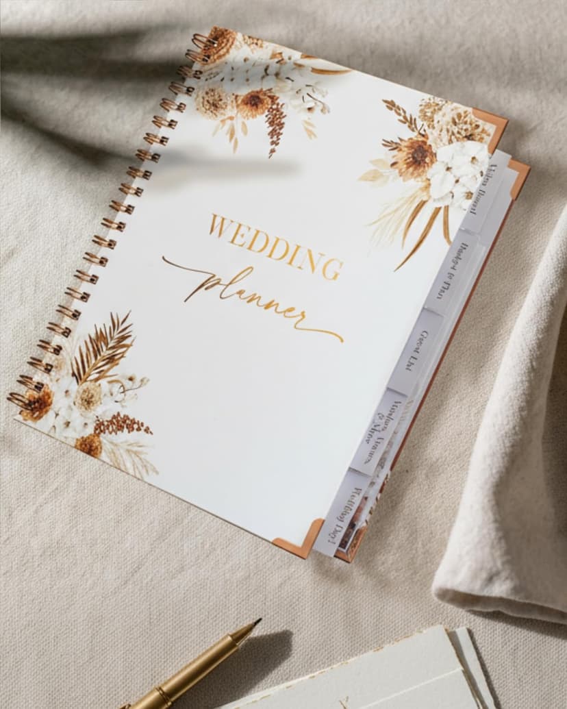 Beautiful Boho Wedding Planner Book and Organizer - Enhance Excitement and Makes Your Countdown Planning Easy - Unique Engagement Gift for Newly Engaged Couples, Future Brides and Grooms,9 X 11 inches
