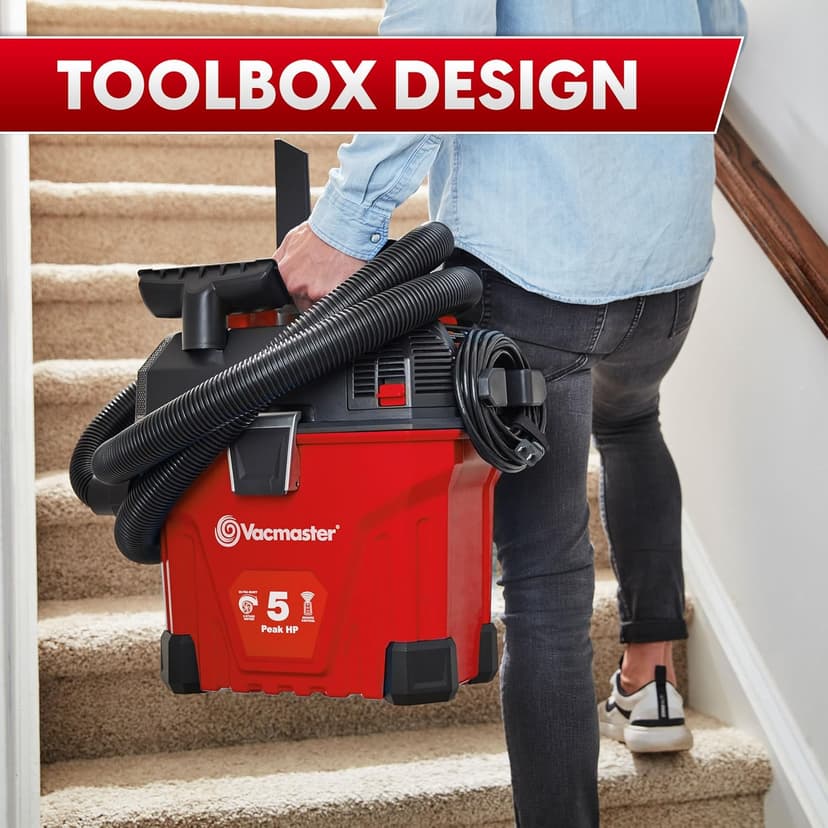 Vacmaster 5-Gallon* 5 Peak HP† Remote Control Wall Mount Wet/Dry Vac – VWMB508 1101